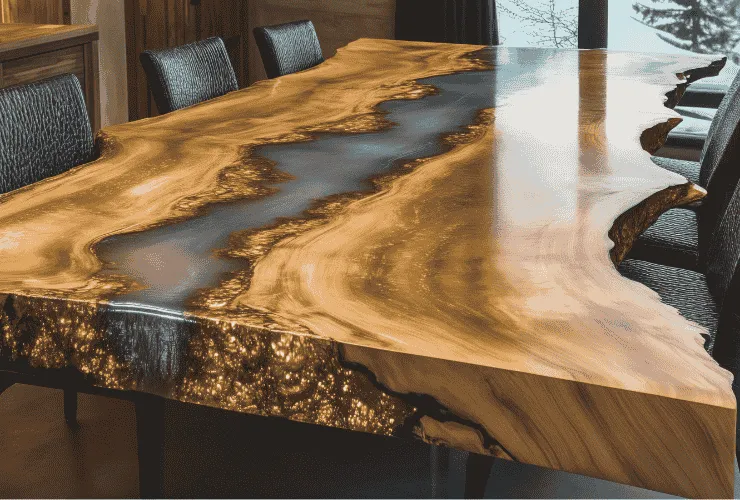 gotowy st&oacute;ł z żywicy epoksydowej river table