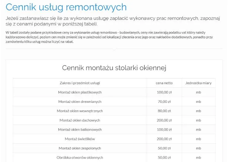Przykładowe ceny robocizny remontowych
