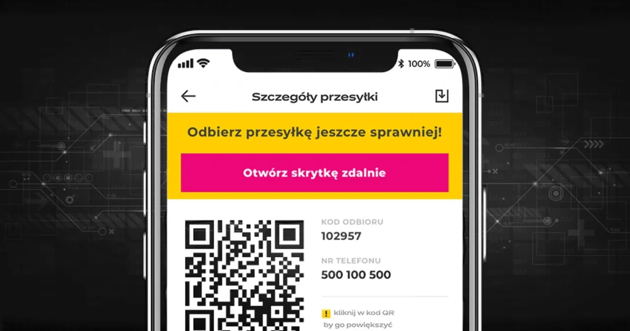 Aplikacja InPost pokazuje kod odbioru i QR do otwarcia skrytki. Dowiedz się, jak przekierować paczkę InPost w aplikacji.