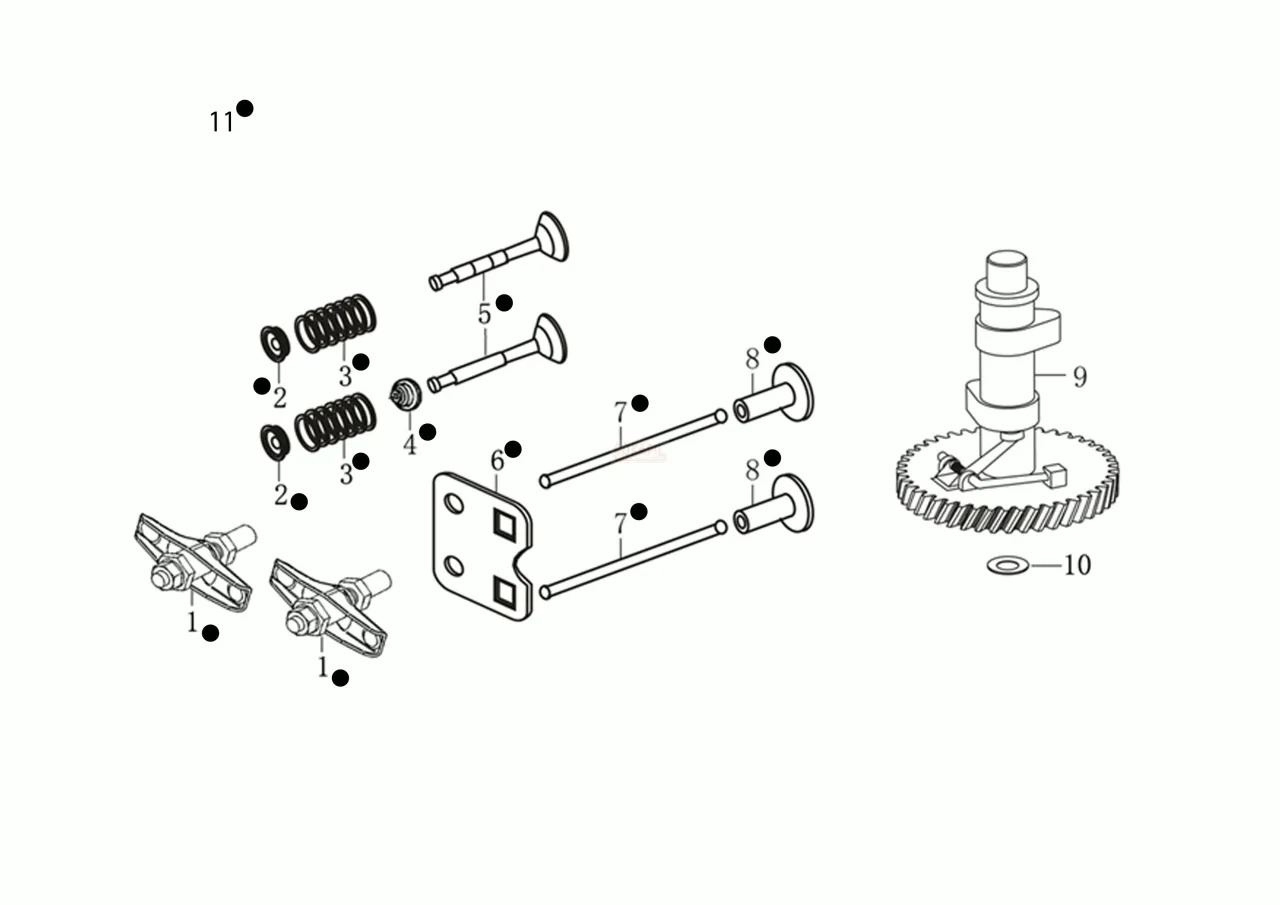 Elementy silnika, w tym wałek rozrządu i popychacze, kt&oacute;re sterują zaworami silnika samochodu.