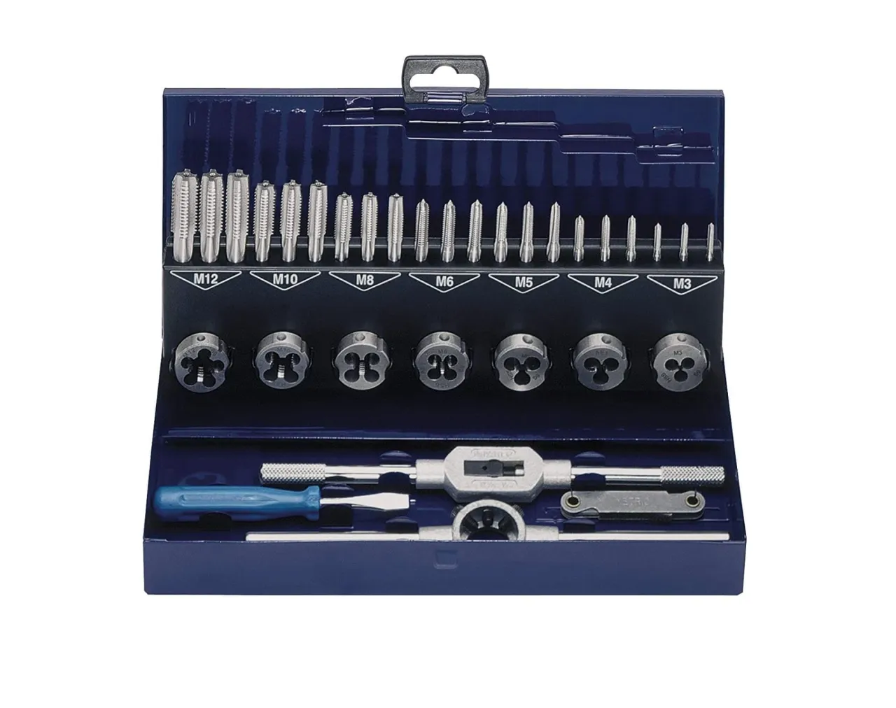 zestaw gwintowników ręcznych i pokrętło