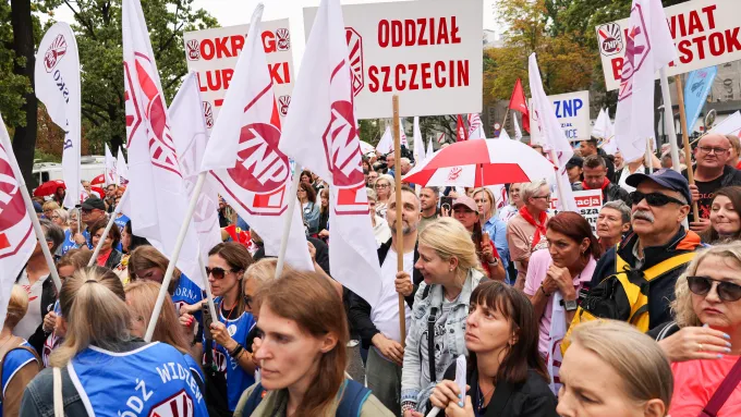 Nauczyciele na proteście