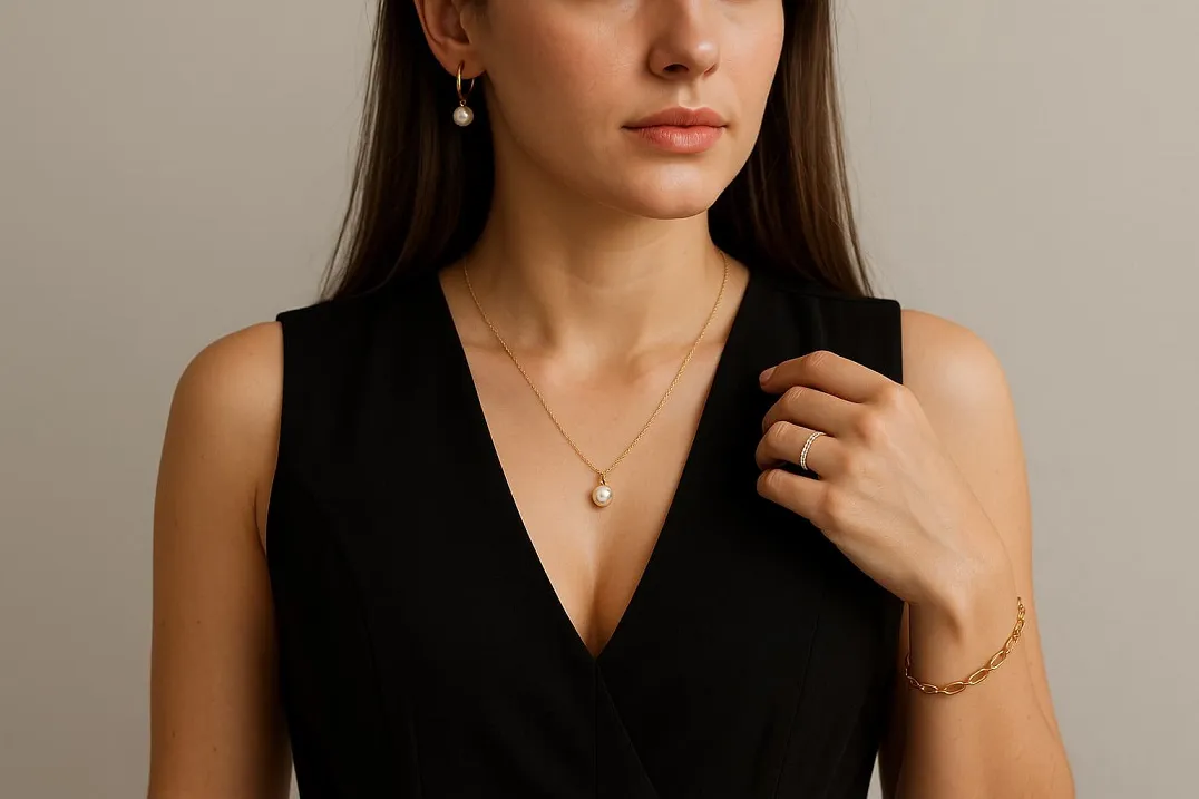 biżuteria do czarnego kombinezonu na wesele