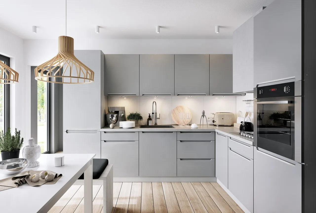 kuchnia skandynawska loft nowoczesna podłoga