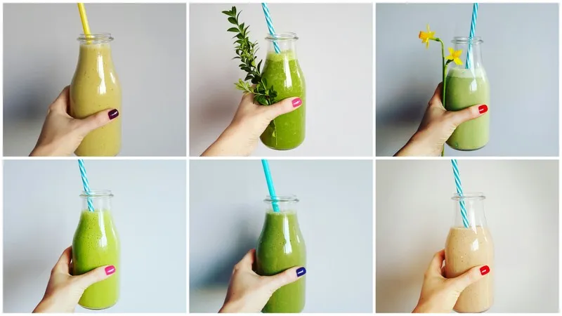 różnorodność składników do zielonych koktajli