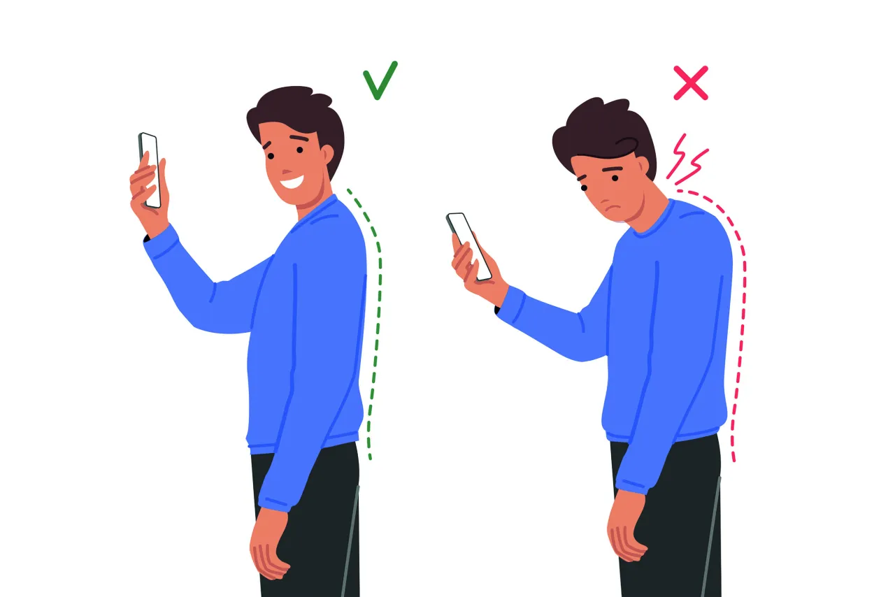 Nieprawidłowa postawa przy komputerze, wdowi garb