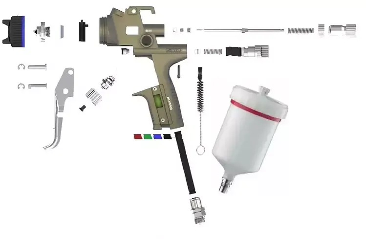 budowa pistoletu lakierniczego, schemat regulacji pistoletu