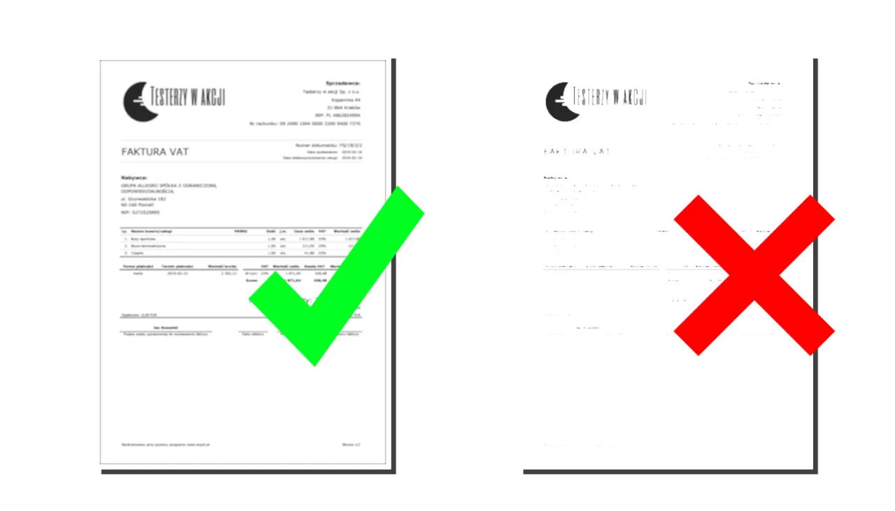 Elementy instrukcji kasowej checklist