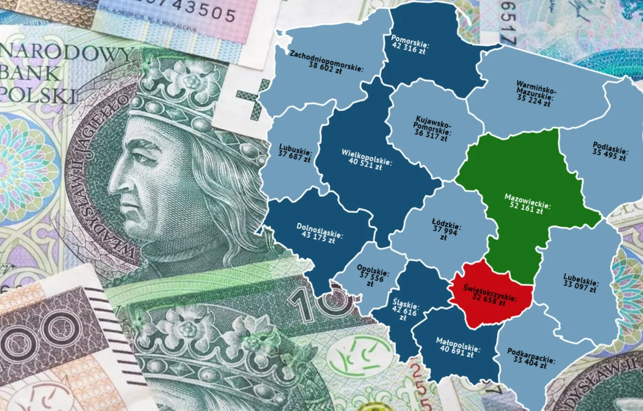 mapa zarobk&oacute;w asystent spedytora polska regiony