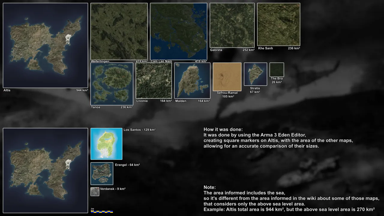 Arma 3 Altis mapa rozmiar por&oacute;wnanie