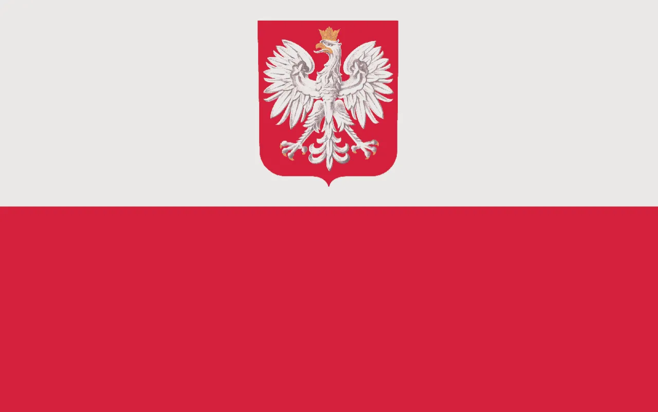 Flaga Polski z godłem i bez