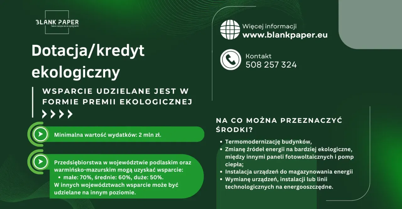 Dotacja/kredyt ekologiczny BGK wspiera termomodernizację, OZE i magazynowanie energii. Minimalne wydatki 2 mln zł.
