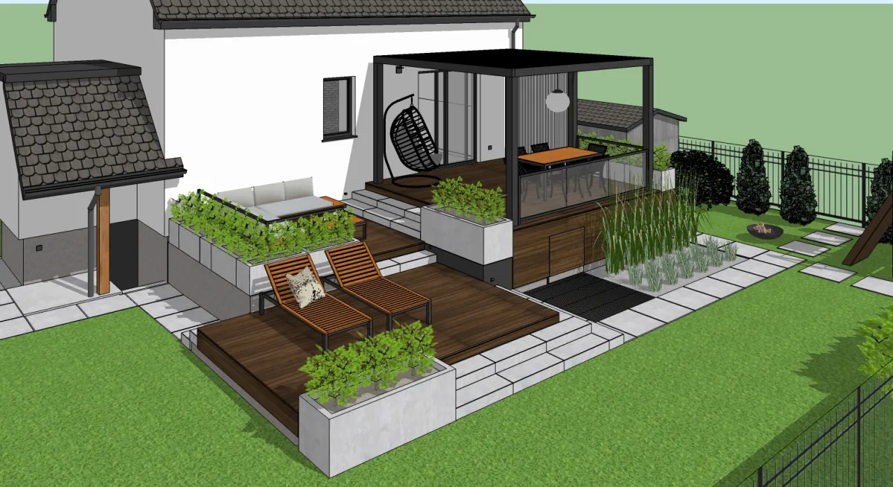 projekt tarasu w ogrodzie, planowanie tarasu