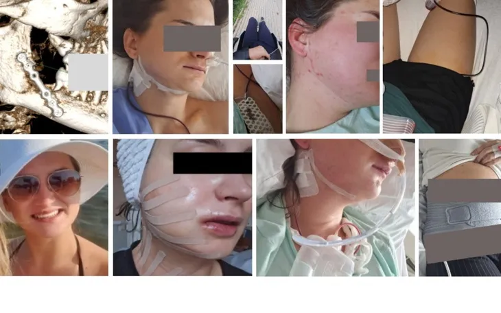 Osoba z zimnym okładem na policzku po ekstrakcji zęba