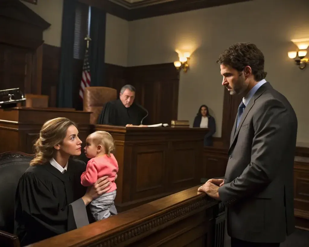 kobieta zeznająca w sądzie ustalenie ojcostwa