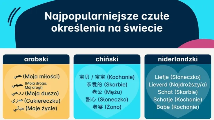 różne pieszczotliwe zwroty dla dziewczyny infografika