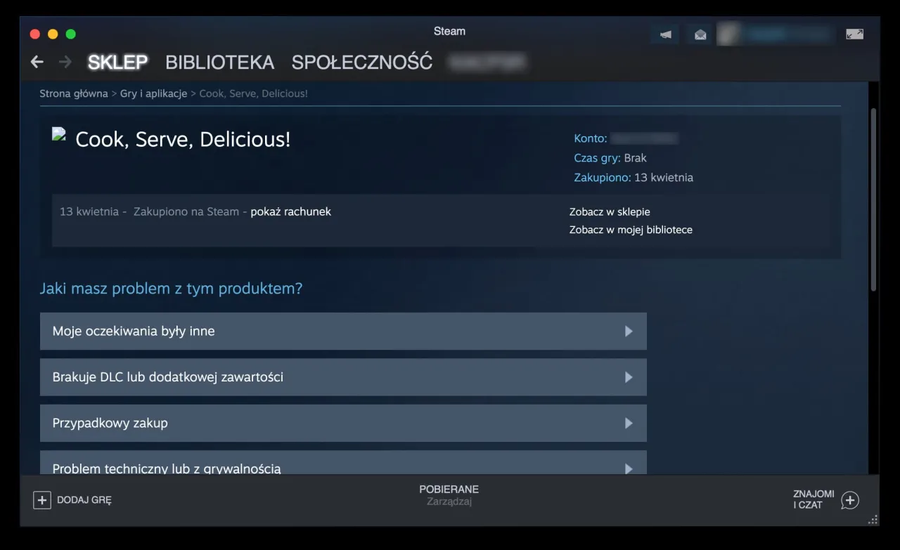 Steam wsparcie techniczne zwrot gry