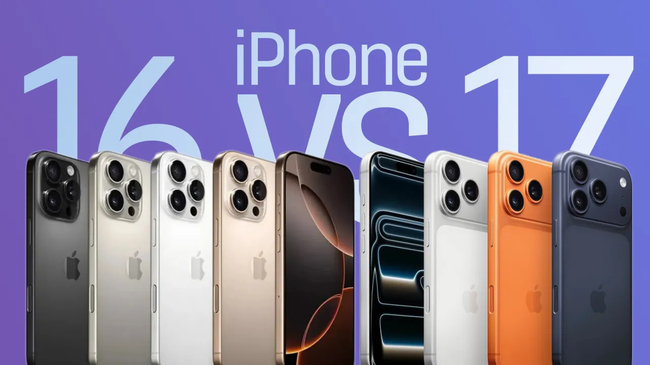 Rząd iPhone'ów w różnych kolorach, z napisem