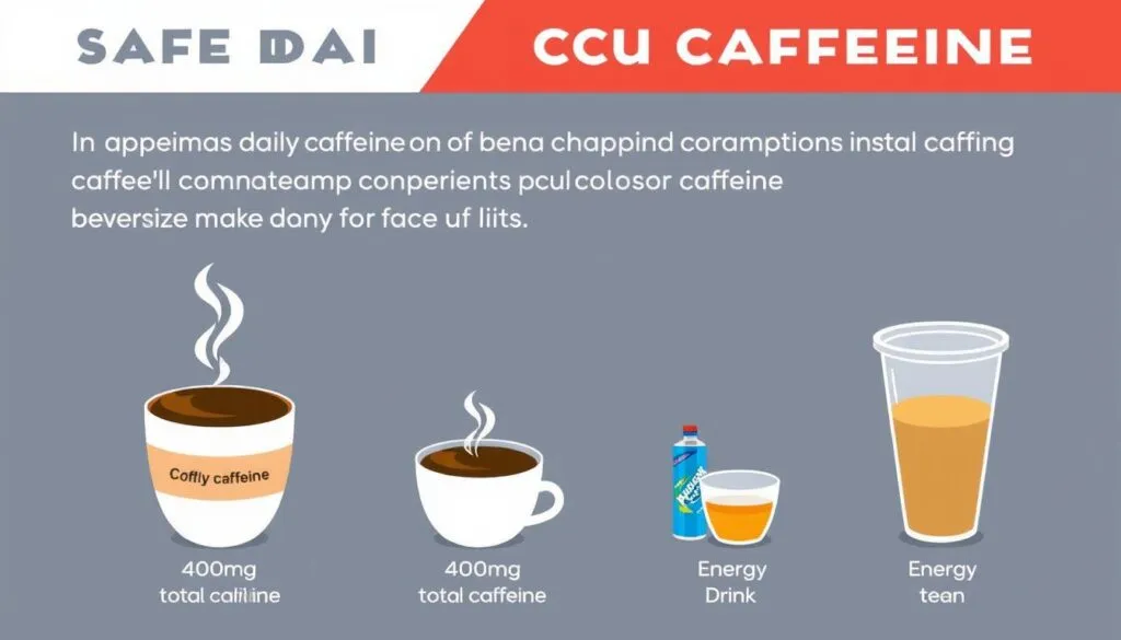 Grafika przedstawiająca bezpieczne dzienne spożycie kofeiny