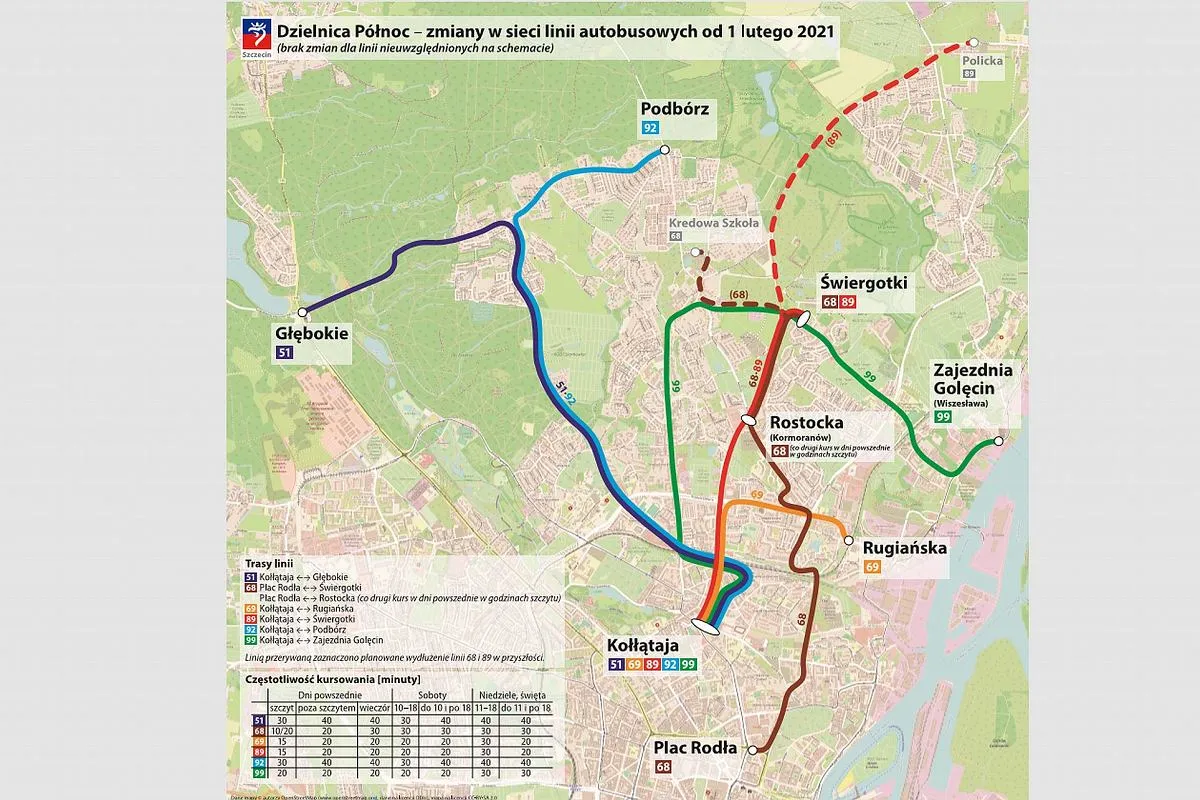 Mapa połączeń transportowych Szczecin