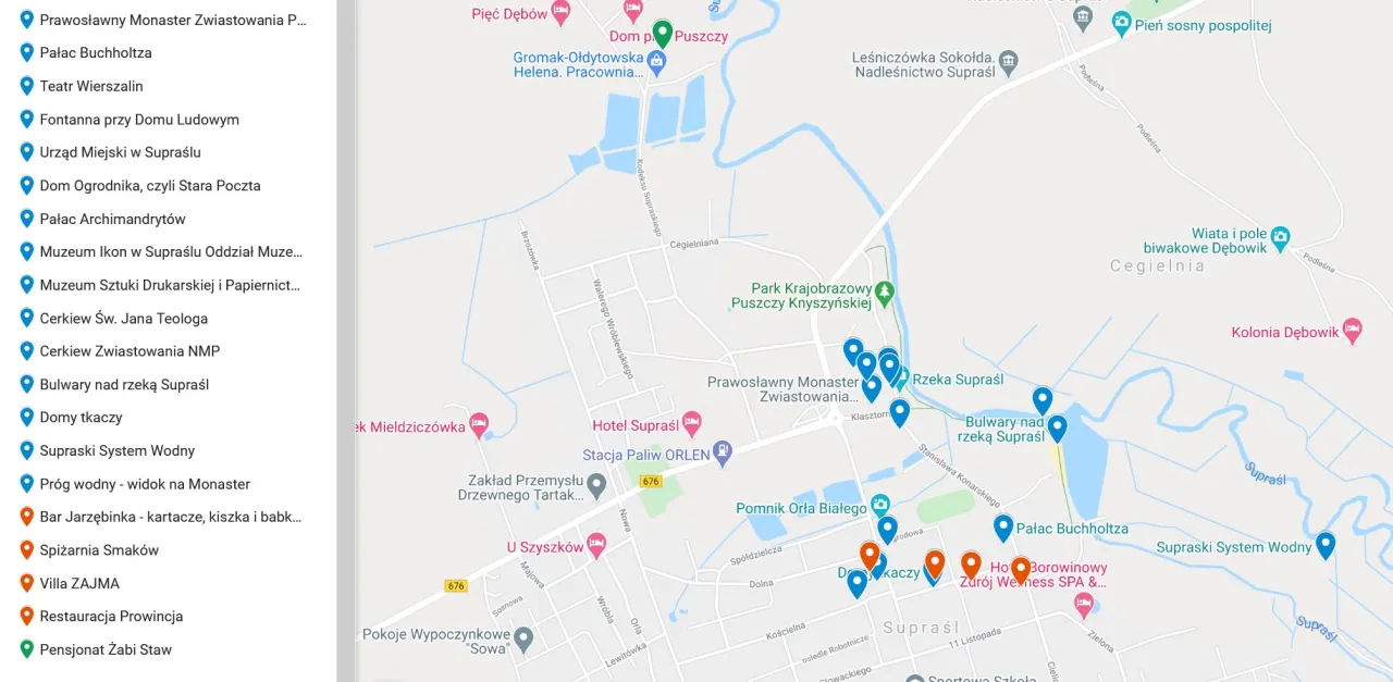 mapa restauracji supraśl