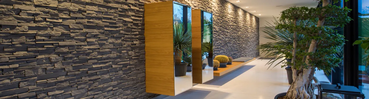 inspiracje kamień dekoracyjny salon cegła łupek