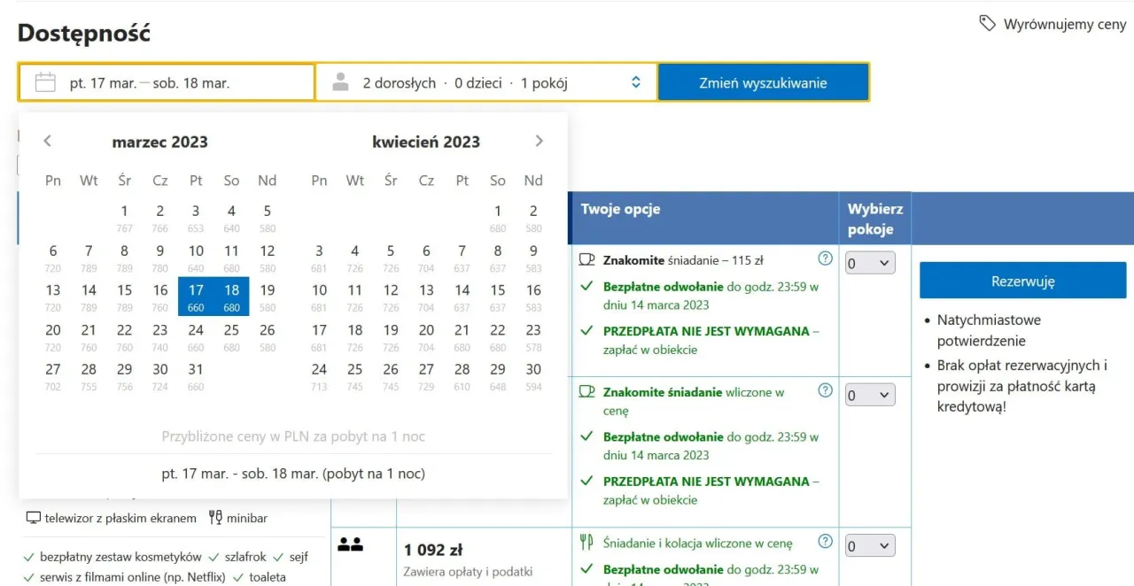 ukryte opłaty rezerwacja noclegu