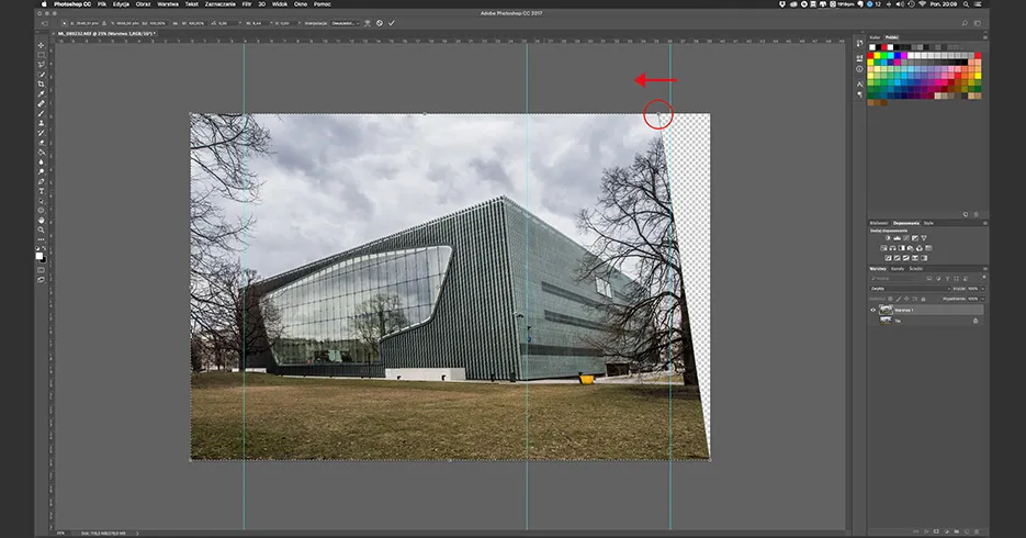 Photoshop korekcja perspektywy architektura
