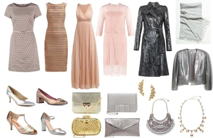 eleganckie dodatki na wesele po 50 buty torebka szal biżuteria