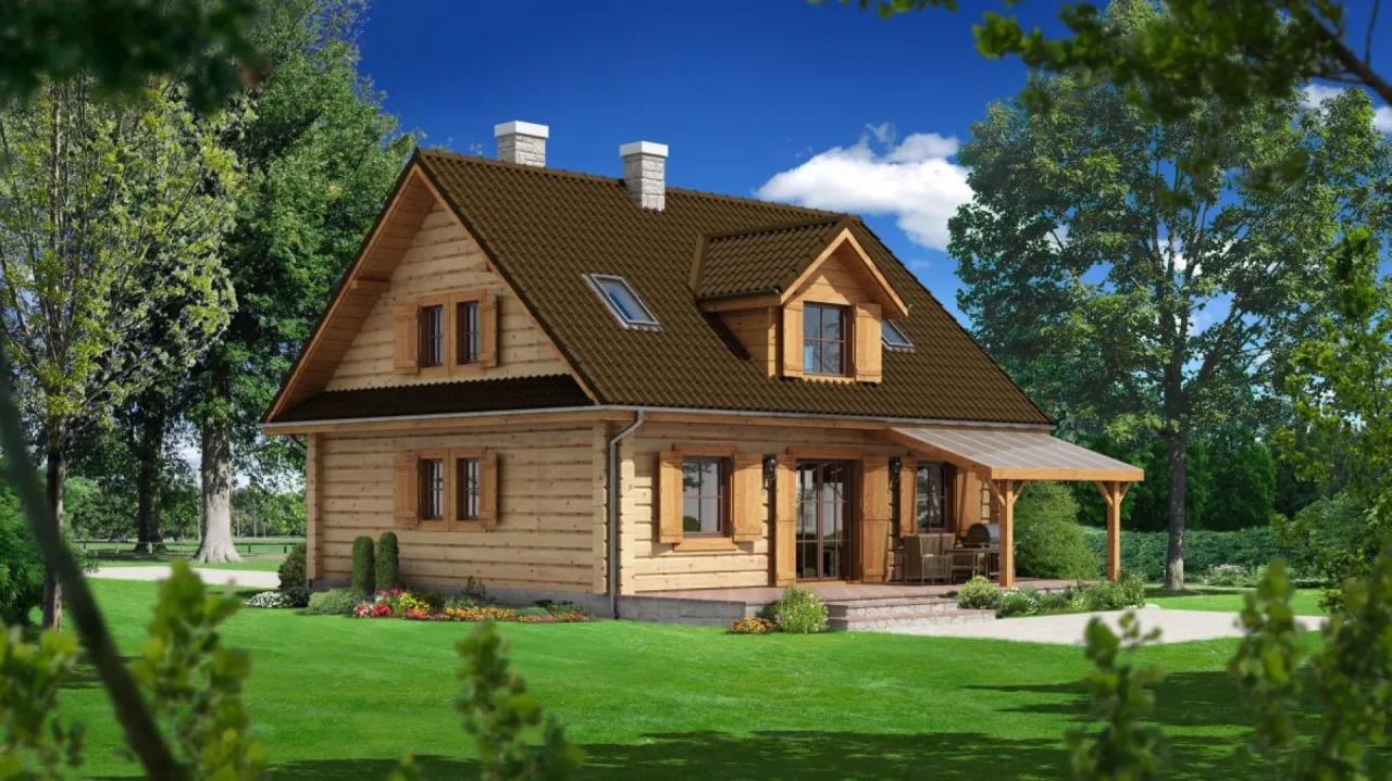 elewacja drewniana dom nowoczesny