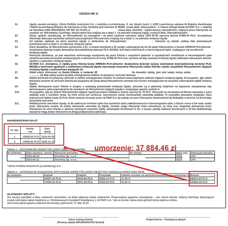 dokumenty potwierdzające dług windykacja