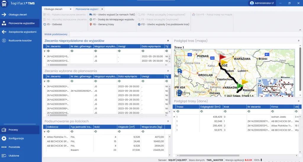 system TMS giełda transportowa interfejs