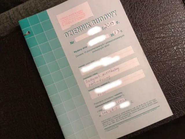 dziennik budowy wpisy kierownik budowy