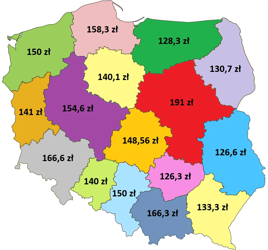 mapa Polski zarobki dentystów
