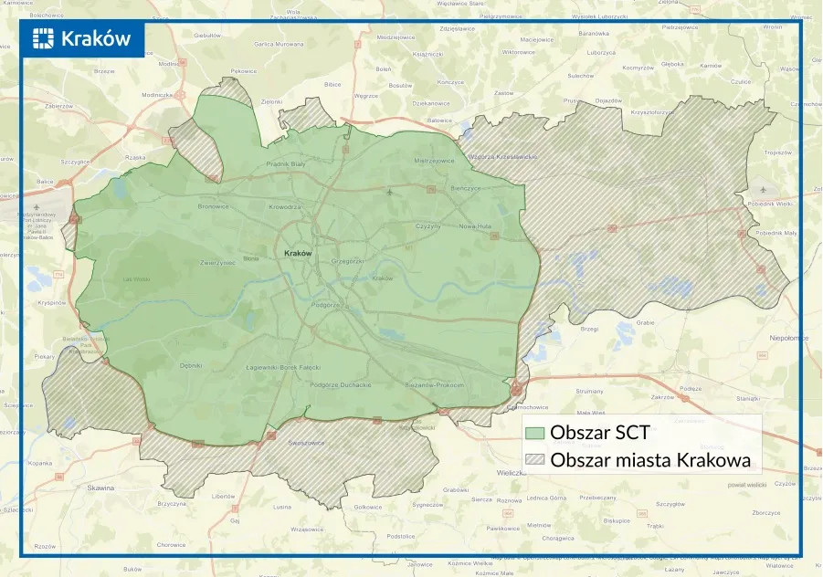 Mapa Strefy Czystego Transportu Krak&oacute;w
