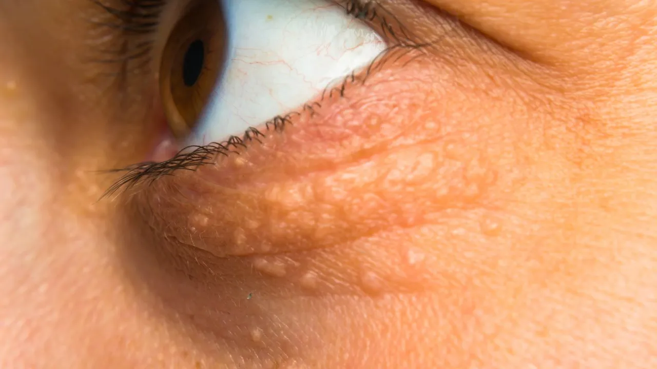 Kępki ż&oacute;łte na powiekach