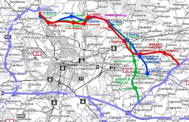Mapa obwodnicy Poznania