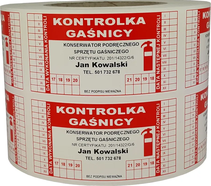 legalizacja gaśnicy samochodowej etykieta