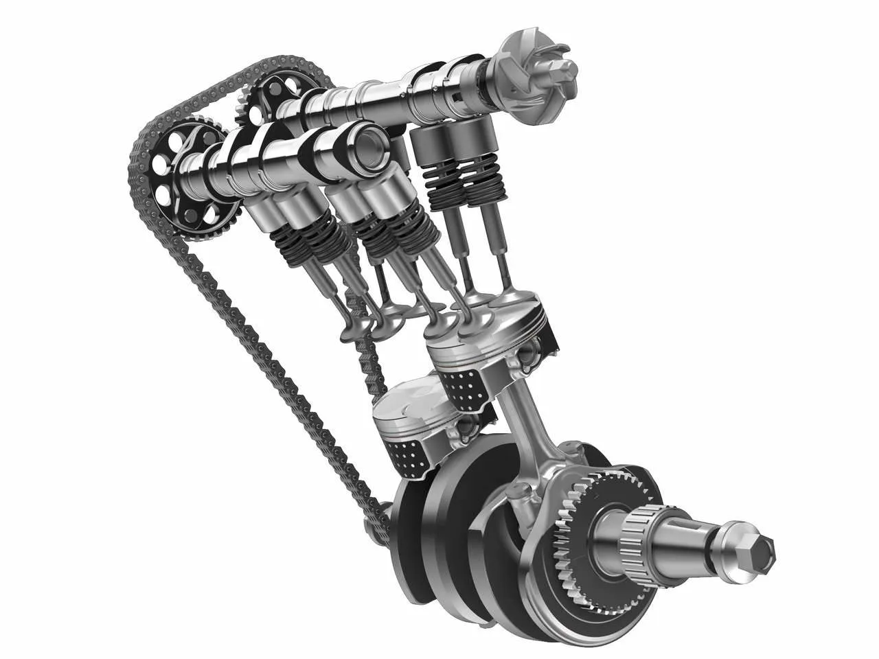 Wnętrze silnika spalinowego OHV