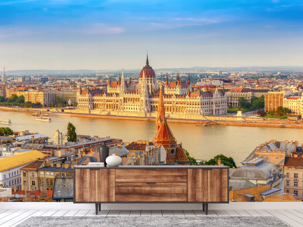 Budapeszt panorama Dunaju Parlament