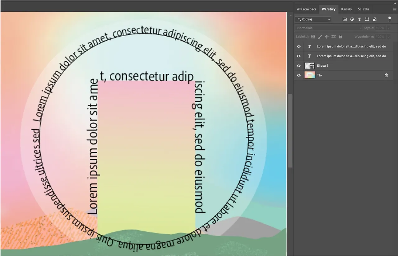 Wypaczanie tekstu Photoshop