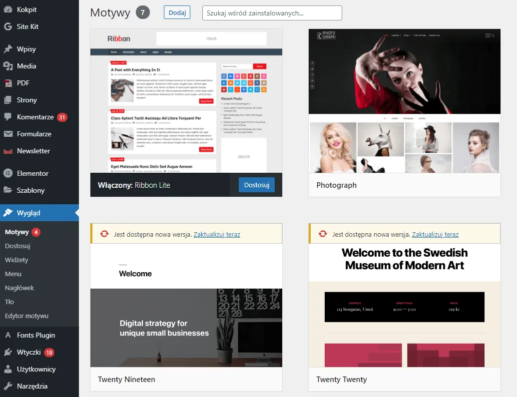 przegląd motywów WordPress