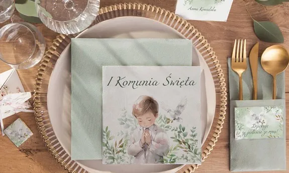 Stroiki komunijne dla chłopca z eukaliptusem