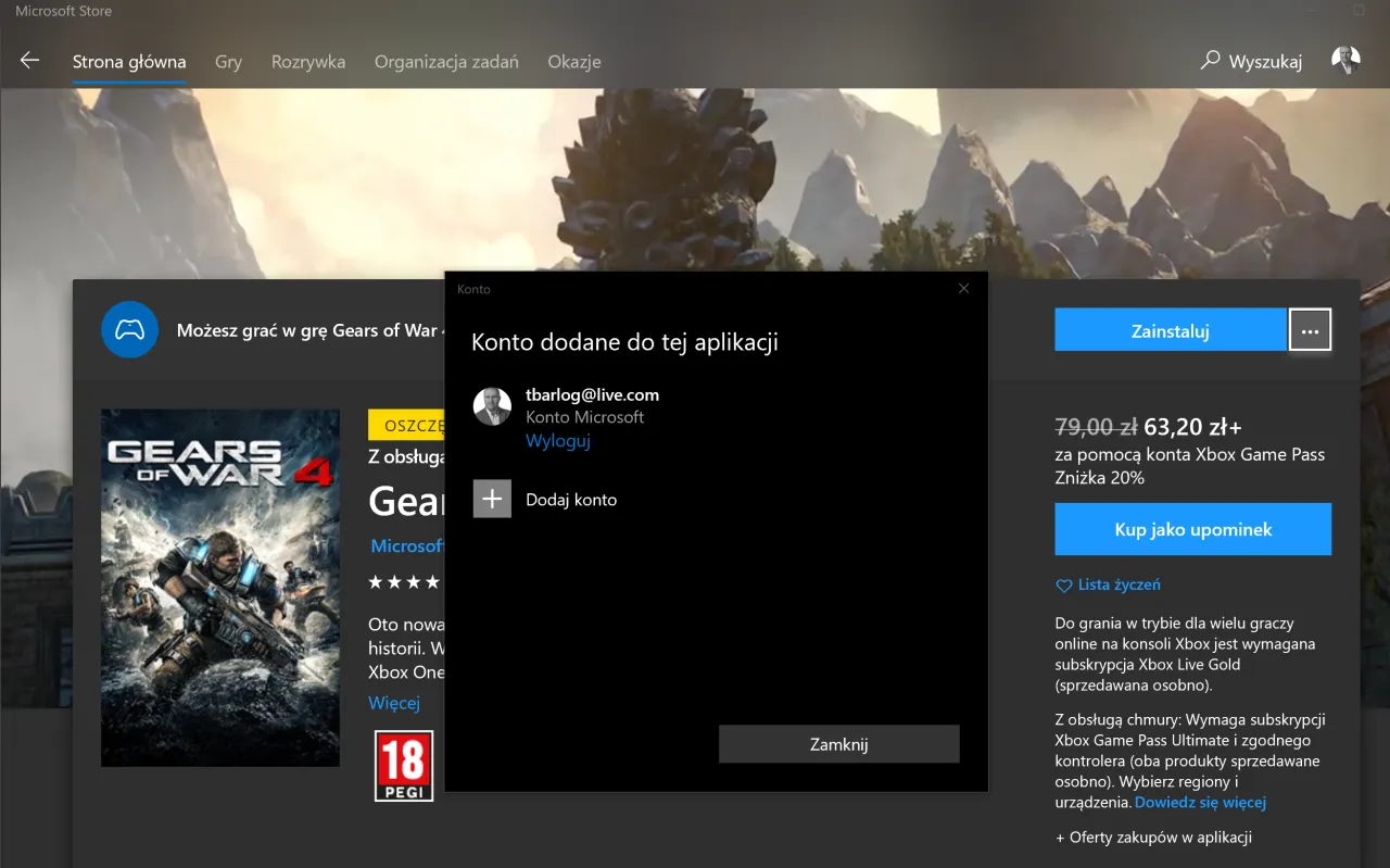 Xbox historia zakupów konto microsoft strona