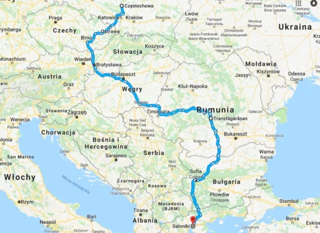 Mapa tras samochodowych Polska Węgry Hajdúszoboszló