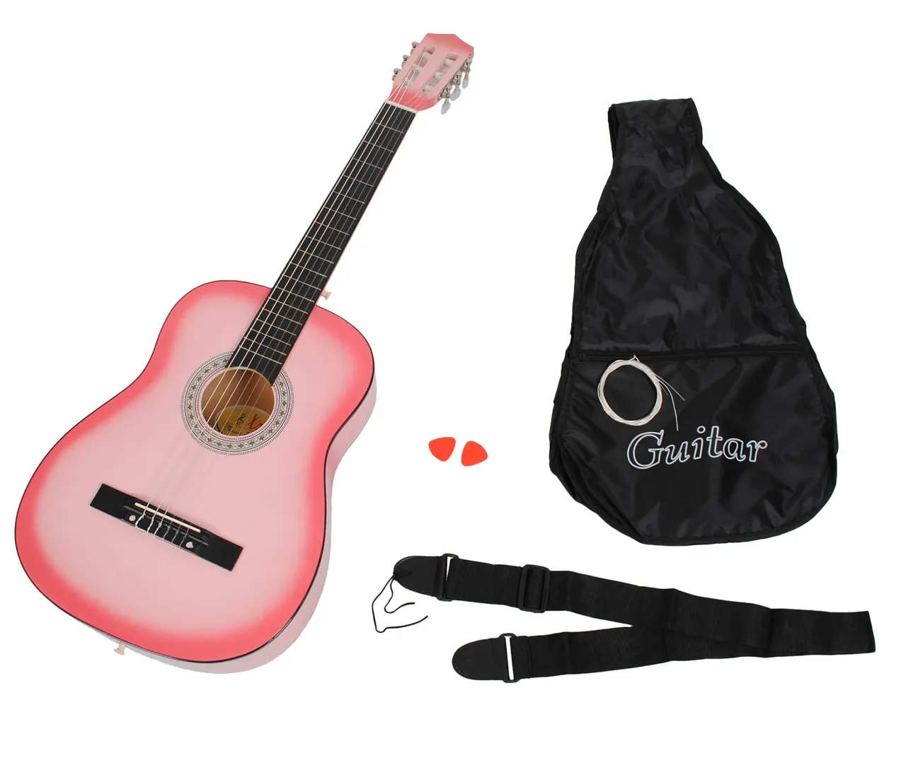 gitara akustyczna z paskiem różne mocowania