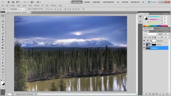 Photoshop spłaszczanie a scalanie warstw grafika porównanie