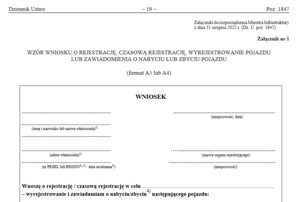 wydział komunikacji rejestracja pojazdu