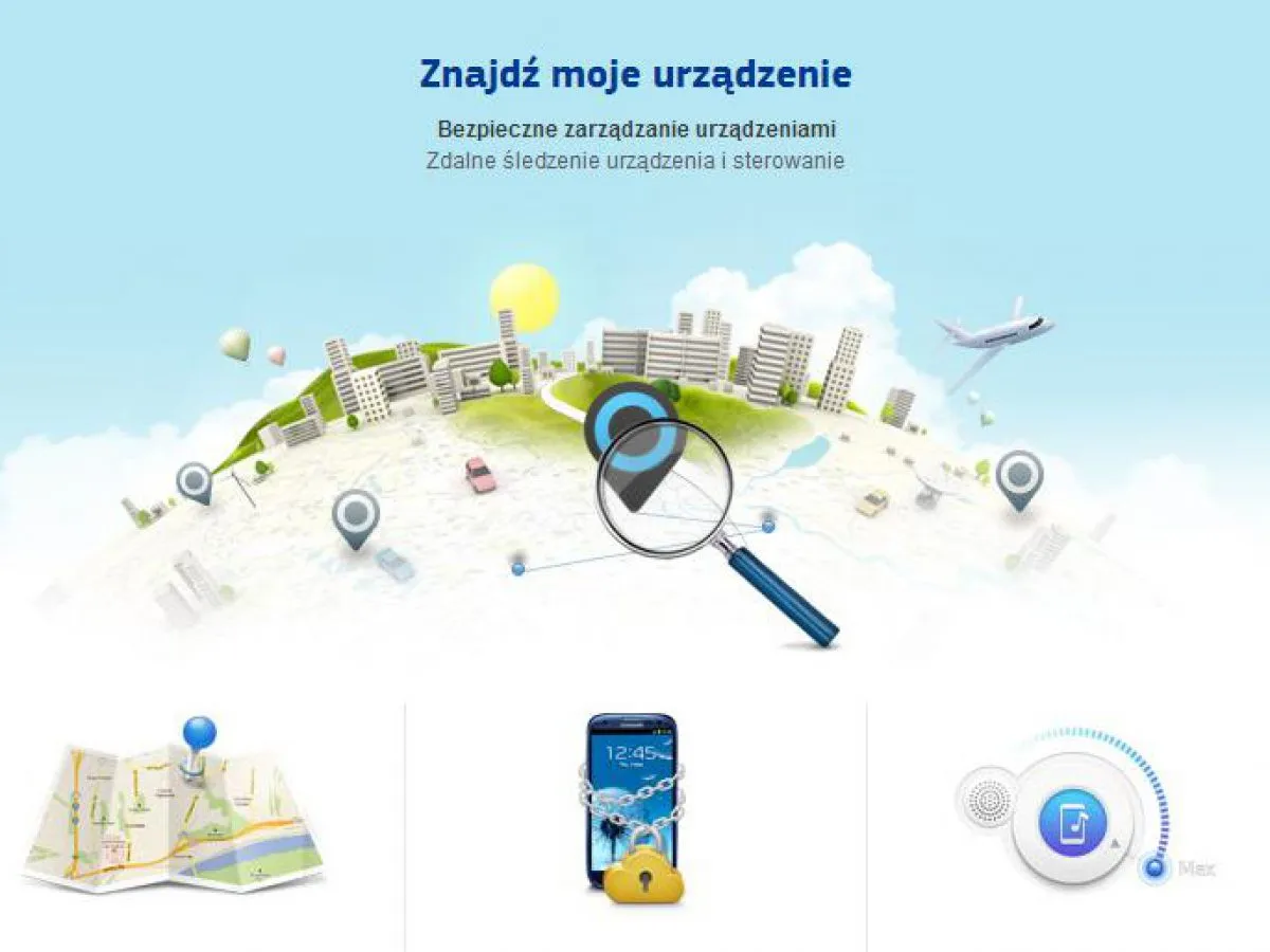 Zgubiony telefon z ikoną lokalizacji