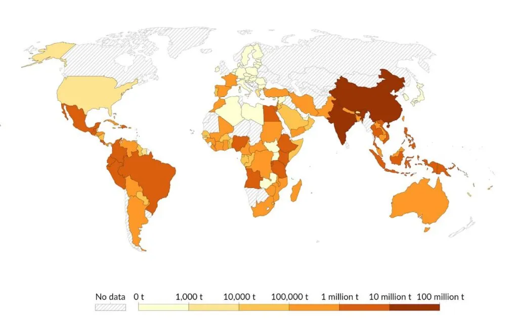 Mapa świata upraw banan&oacute;w